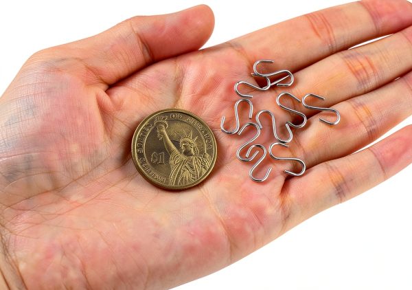 S Hook yuntop Stainless Steel Mini Hook 100pcs Silvery 3.15in-2