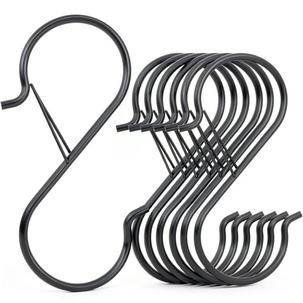 Newlia Heavy Duty S-Hook with Safety Buckle Black 5 Inch – 40lb-0