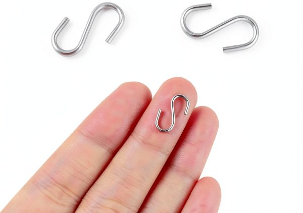 S Hook yuntop Stainless Steel Mini Hook 100pcs Silvery 3.15in-1
