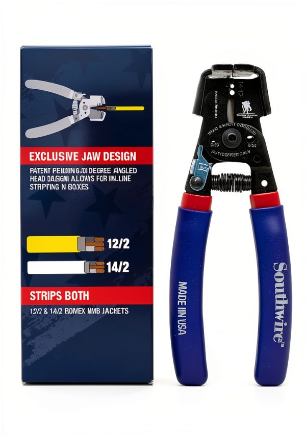 Southwire - 65172140 SNM1214HH-US ROMEX BOXJaw Wire Stripper, Dual Wire Cutter Strips both 12/2 & 14/2 Romex NMB JACKETS and 12 and 14 AWG Solid Wire-4