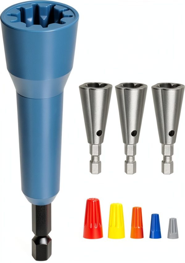 Wire Nut Twister & Wire Twister Tool for Drill, 1/4" Chuck Spin Twist Connector Socket, Compatible with 8-14 AWG, Quick Cable Stripping and Twisting Driver (4pcs)-0