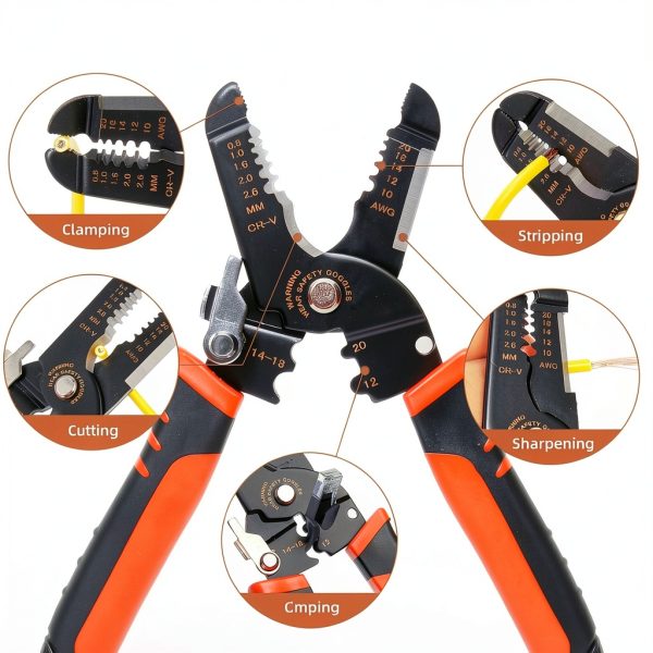 Wire Stripper Htaexpu 5-in-1 Tool with Ergonomic Orange Handle-1