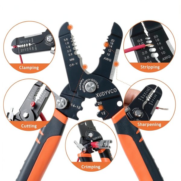 5-In-1 Wire Stripper Tool, 3rd Generation Wire Strippers for 10-20 AWG Electric Wire, 7IN Multifunctional Electrician Cable Stripper for Stripping, Cutting, Crimping, Sharpening, Clamping-1