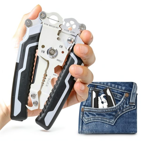 Collapsible Wire Stripping Pliers Multi Function Electrician Tool with Crimping, Cutting, and Wrench Features, Compact Foldable Design for Easy Storage-5