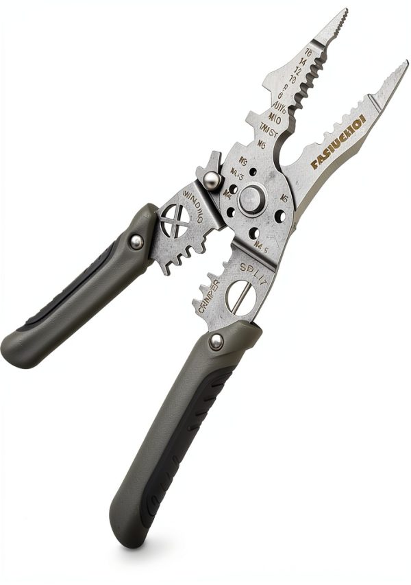 Wire Stripper FASIUCHOI 9-in-1 Multi-Tool Grey Model 001-0